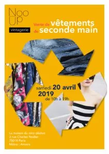 affiche de la vente de vêtements de seconde main Nooup